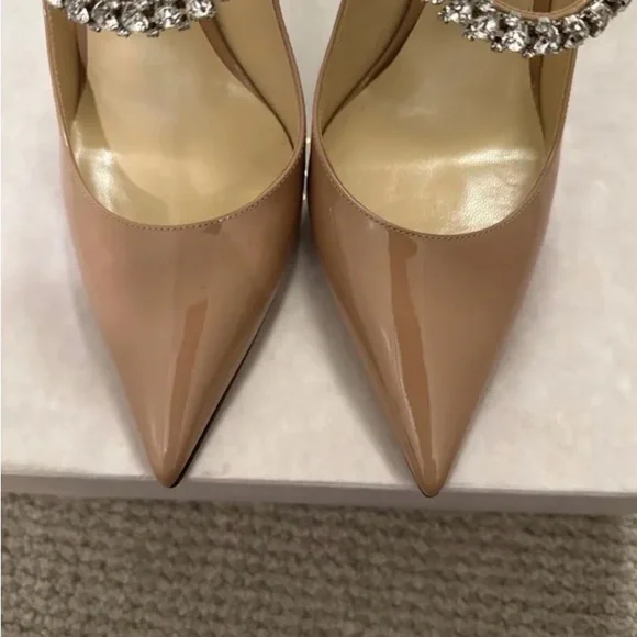 Jimmy Choo Bing Nude Patent Heels with Crystal Strap Sz 42 (run small) - Picture 6 of 6